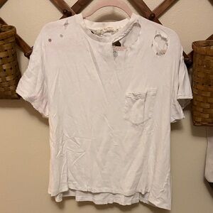 We The Free White Distressed Short Sleeve Tee